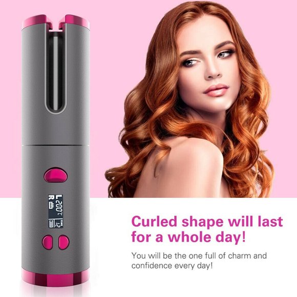 Automatic Hair Curler Curling Iron Wireless Ceramic USB Rechargeable With LED Di - Picture 10 of 11